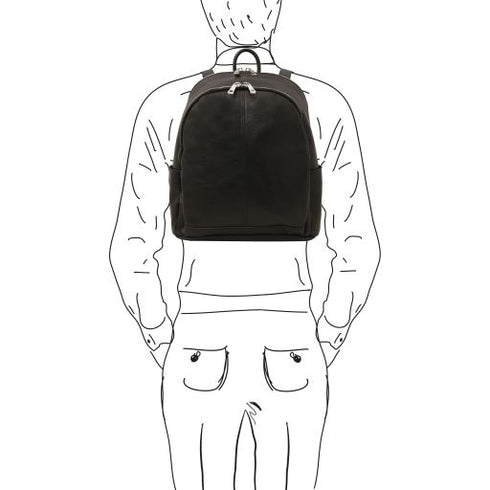 Canberra - 2 Compartments leather backpack